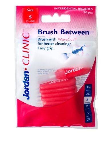 Jordan, Clinic, czyściki do przestrzeni międzyzębowych, rozmiar S, 10 szt.