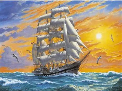 Ju-piter, mozaika diamentowa, statek na wborzonym morzu
