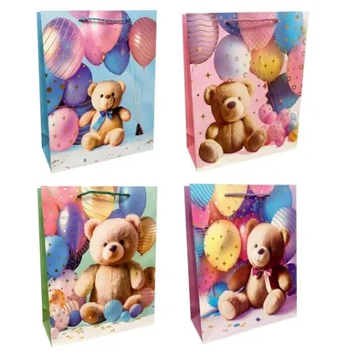 Ju-piter, torebka prezentowa, dziecięca, rozmiar S, miś z balonami, 1 szt.