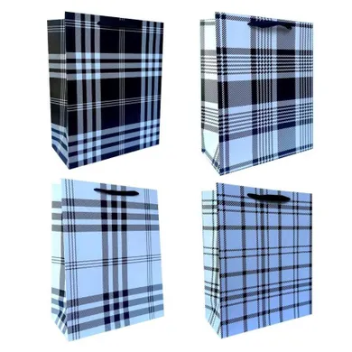 Ju-piter, torebka prezentowa, rozmiar L, czarno-biała krata, 1 szt.