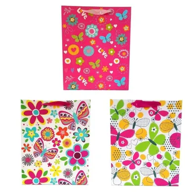 Ju-piter, torebka prezentowa, rozmiar L, Kwiaty motyle, 1 szt.