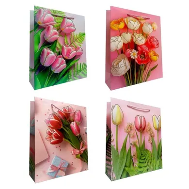 Ju-piter, torebka prezentowa, rozmiar M, Tulipany metal, 1 szt.