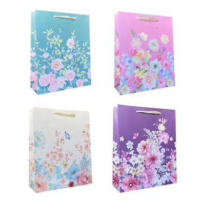 Ju-piter, torebka prezentowa, rozmiar S, Kwiaty brokat, 1 szt.