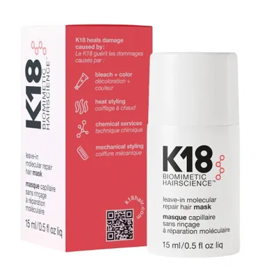 K18, Leave-In Molecular Repair Hair Mask, intensywnie regenerująca maska do włosów bez spłukiwania, 15 ml
