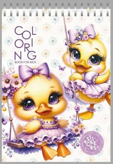 Kaczuszki. Kolorowanka z naklejkami