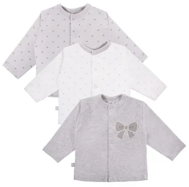 Kaftanik dziewczęcy, szary, ecru, zestaw, 3 szt., Eevi