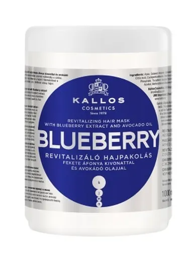 Kallos, Blueberry, rewitalizująca maska do włosów z ekstraktem jagód i olejem avokado, 1000 ml