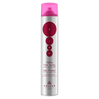 Kallos, KJMN Hair Spray Extra Strong Hold With Silk Protein, extra mocny lakier do włosów chroniący przed wilgocią, 750 ml