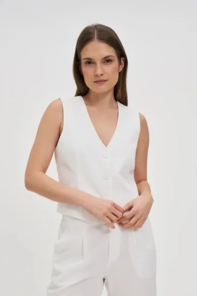 Kamizelka damska, biała, Moodo