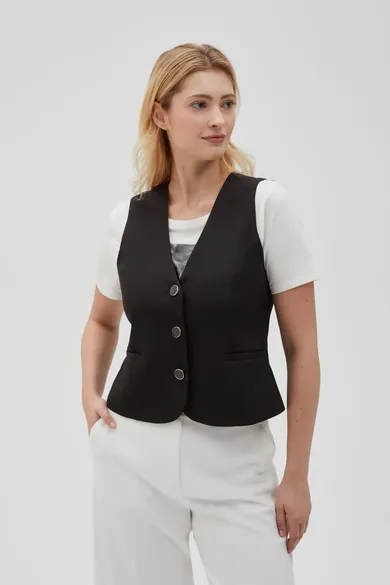 Kamizelka damska, czarna, Moodo