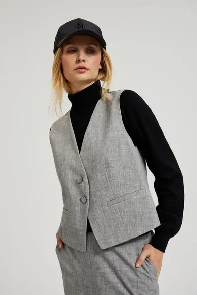 Kamizelka damska, szara, Moodo