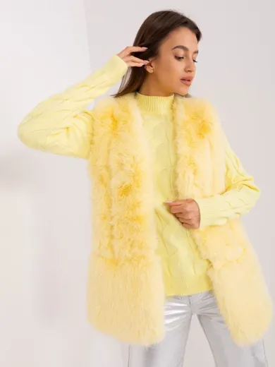 Kamizelka damska, żółta, Italy Moda