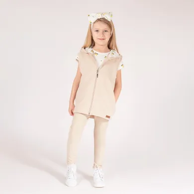 Kamizelka dziewczęca z kapturem, beżowa, Nicol