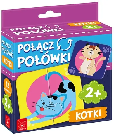 Kangur, Połącz Połówki, Kotki, puzzle, 12 elementów