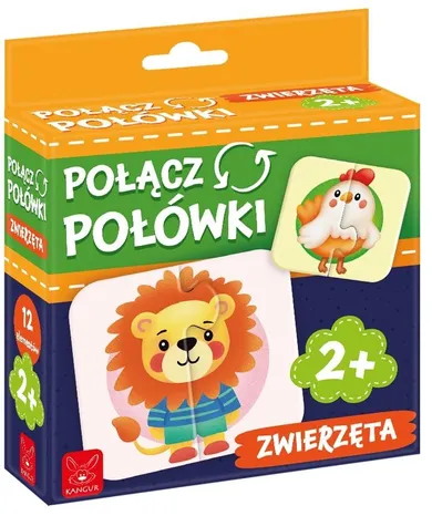 Kangur, Połącz Połówki, Zwierzęta, puzzle, 12 elementów