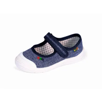 Kapcie dziewczęce, niebieskie, skórzana wkładka, Nazo