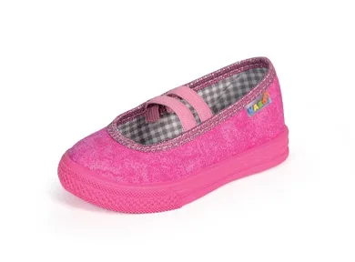 Kapcie dziewczęce, różowe, skórzana wkładka, Nazo
