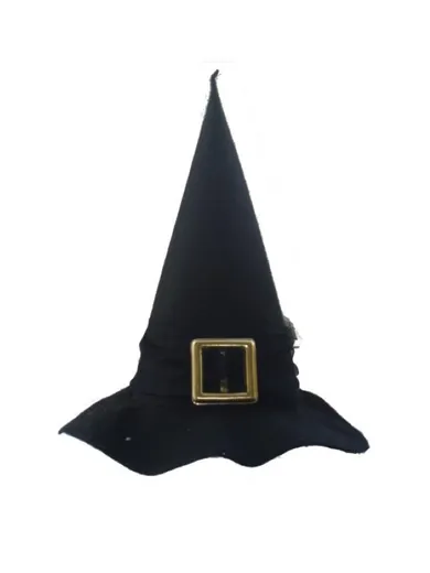 Kapelusz, czarownica, ze złotą klamrą