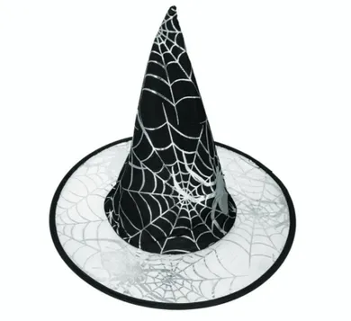 Kapelusz czarownicy z pajęczyną i pająkiem, czarny