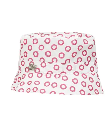 Kapelusz dziewczęcy, biały, różowe wzory, Döll