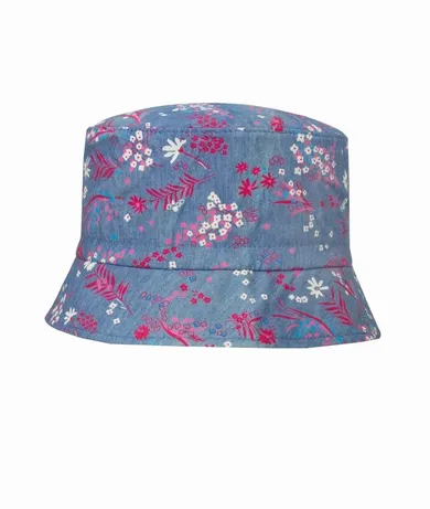 Kapelusz dziewczęcy, niebieski, różowe kwiatki, Döll
