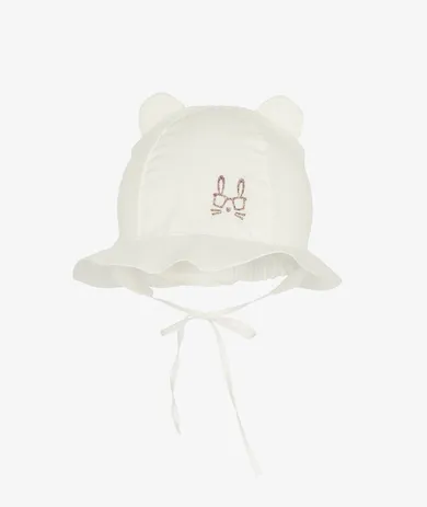 Kapelusz dziewczęcy, wiązany, ecru, króliczek, Iltom