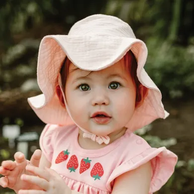 Kapelusz dziewczęcy, wiązany, różowy, Eevi