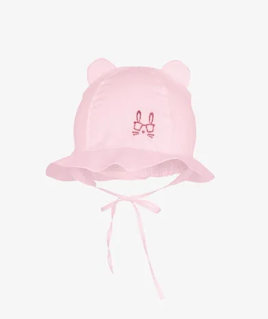Kapelusz dziewczęcy, wiązany, różowy, króliczek, Iltom