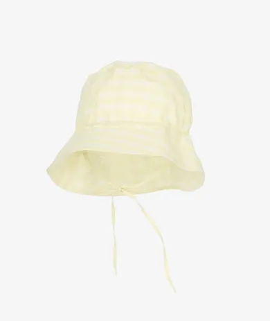 Kapelusz dziewczęcy, wiązany, żółty, krata, Iltom