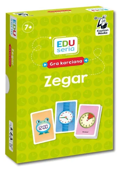 Kapitan Nauka. EDUseria. Zegar, edukacyjna gra karciana