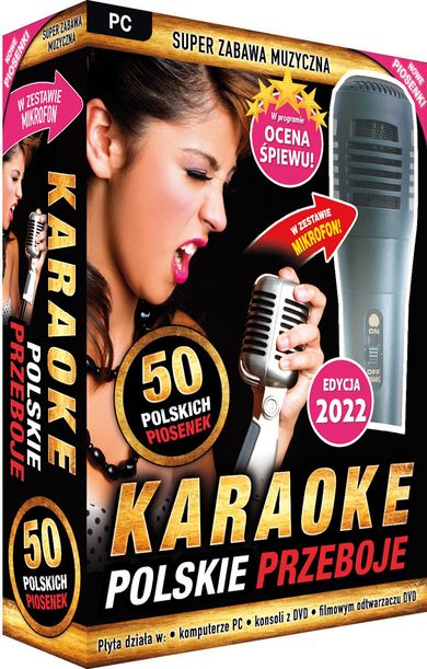 Karaoke Polskie Przeboje. Edycja 2022. Zestaw z mikrofonem. PC-DVD