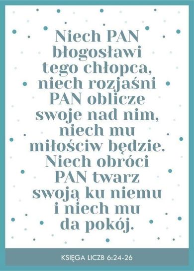 Karnet, Niech Pan błogosławi tego chłopca...