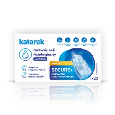 Katarek, Secure+, roztwór soli fizjologiczny NaCI 0,9%, 5 ml, 20 szt.