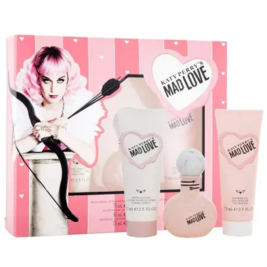 Katy Perry, Katy Perry's Mad Love, zestaw, woda perfumowana, spray, 50 ml + balsam do ciała, 75 ml + żel pod prysznic, 75 ml