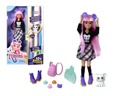 Kawaii Hi, Cora i Kurumi, lalka z figurką myszki, zestaw z akcesoriami
