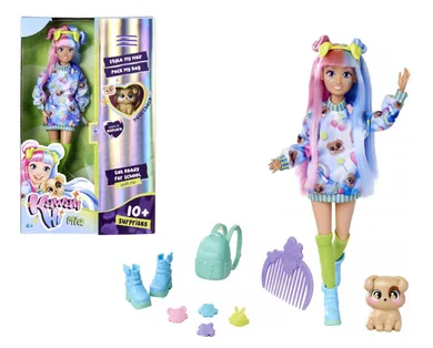 Kawaii Hi, Mia i Choco, lalka z figurką pieska, zestaw z akcesoriami