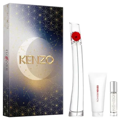 Kenzo, Flower by Kenzo, zestaw, woda perfumowana, spray, 100 ml + balsam do ciała, 75 ml + woda perfumowana, spray, 10 ml