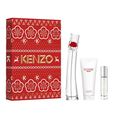 Kenzo, Flower by Kenzo, zestaw: woda perfumowana, spray, 50 ml + mleczko do ciała, 75 ml + woda perfumowana, spray, 10 ml