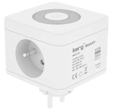 Kerg, kostka zasilająca 2-gniazdowa + ładowarka USB-A+USB-C + lampka LED 16A/250V