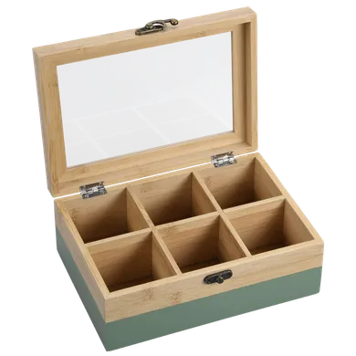 Kesper, bambusowa herbaciarka z 6 przegródkami, 21-15-8 cm