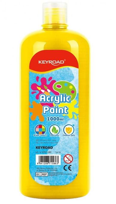 Keyroad, farba akrylowa, żółta, 1000 ml