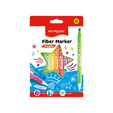 Keyroad, Fiber Marker, flamastry wymazywalne, 12 kolorów