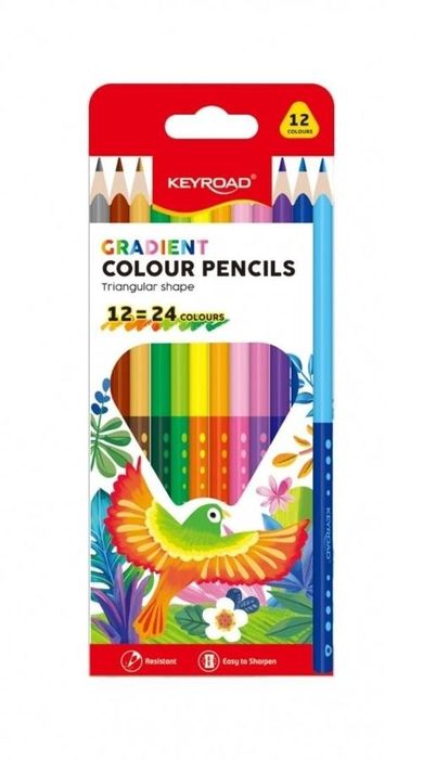 Keyroad, kredki ołówkowe, gradientowe, 12 kolorów