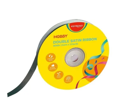 Keyroad, wstążka, podwójna satynowa, czarna, 12mmx22,86m
