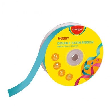 Keyroad, wstążka podwójna, satynowa, niebieska, 25 mm x 22,86 m