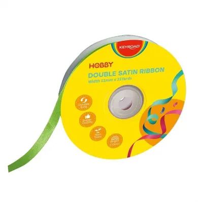 Keyroad, wstążka, podwójna satynowa zielona, 12mmx22,86m
