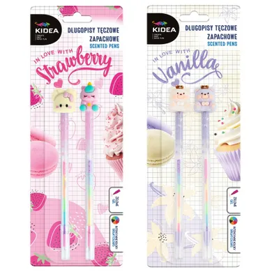 Kidea, długopisy zapachowe, tęczowe, z figurką, 2 szt.