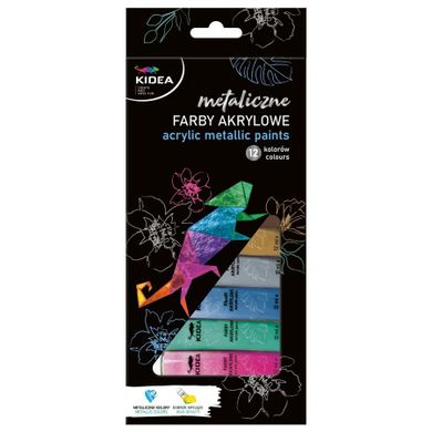 Kidea, farby akrylowe, metaliczne, 12-12ml