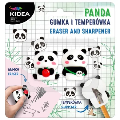 Kidea, gumka do ścierania + temperówka, panda