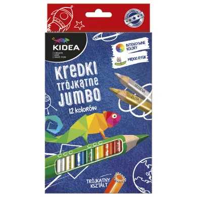 Kidea, Jumbo, kredki ołówkowe trójkątne, 12 kolorów